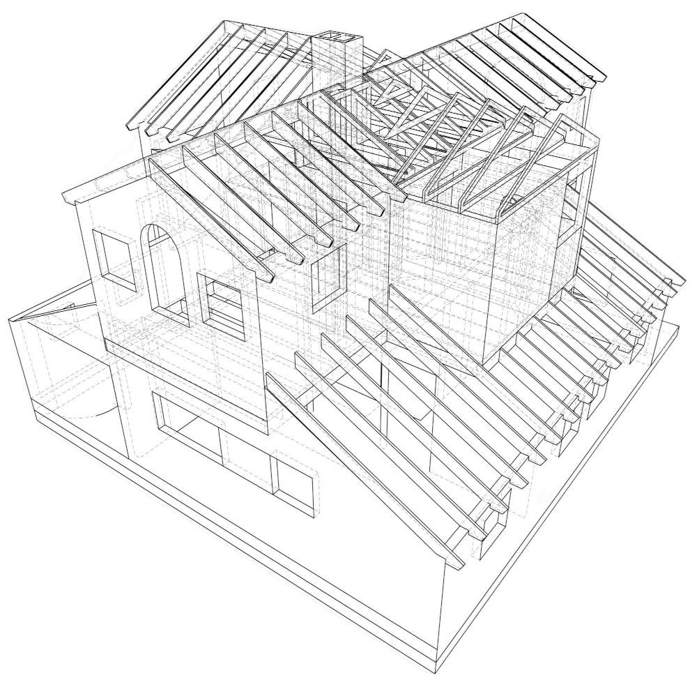 hausstruktur architektur abstrakte zeichnung tracing abbildung von 3d